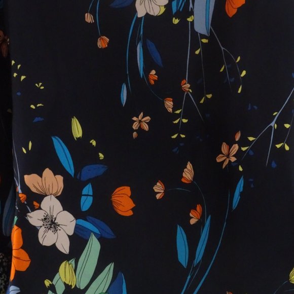 Nanette Lepore  Nanette  Blue Orange Floral Long Bell Sleeve Lace Top Sz S - Picture 6 of 15